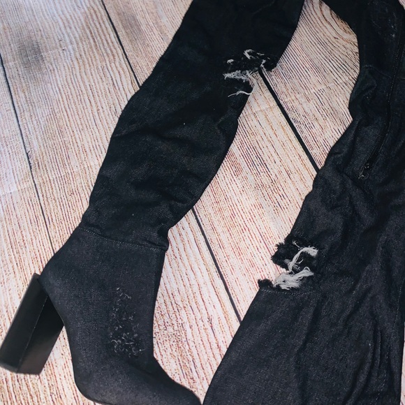 Jeffrey Campbell Perouze Denim Knee High Boot - Picture 2 of 5